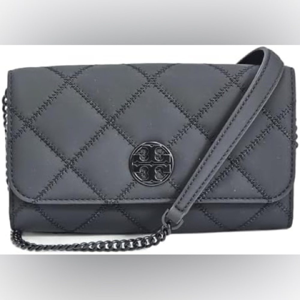 NWT Tory Burch Willa Matte Black Flap Shoulder Bag